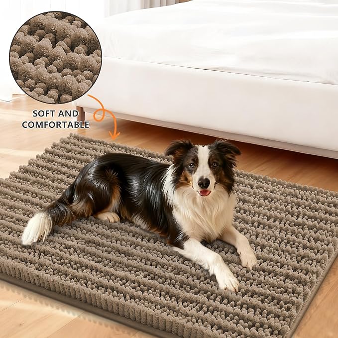 Smiry Dog Door Mat for Muddy Paws 40x24, Absorbent Dirt Trapper, Non-Slip