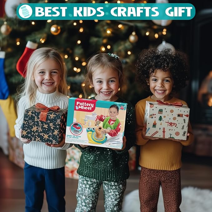 Pottery Wheel for Kids - Complete Art Supplies Arts & Crafts Kit, Crafts for Girls 8-12, Girls Boy Toys Birthday Halloween Christmas Gift for Kids Ages 6 7 8 9 10 11 12+, (Snail)