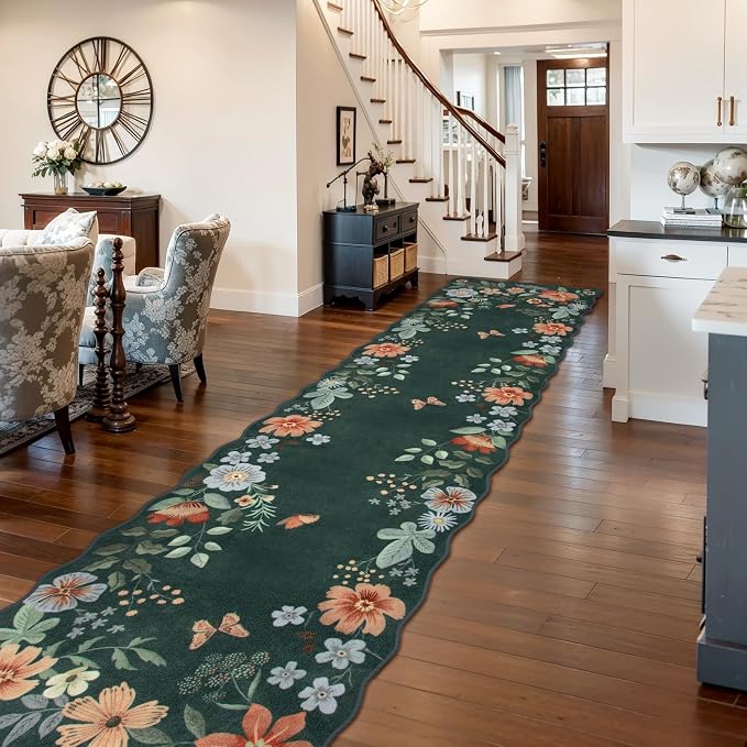Lahome Floral Hallway Runner Rug Non Slip, Kitchen Runners Carpet