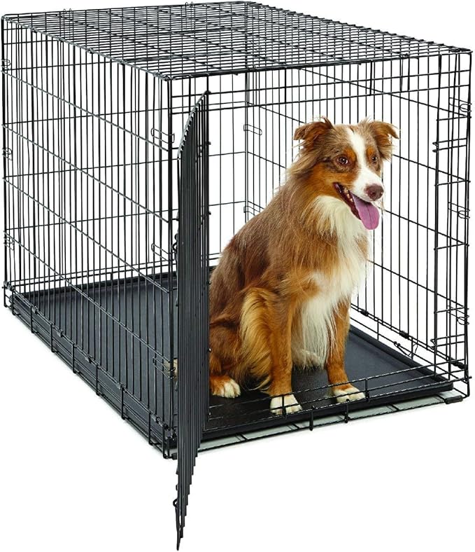 MidWest Homes for Pets 42-Inch LifeStages Crate for Large Breeds, 71-90 lbs, Single Door Folding Dog Crate with Divider Panel, Leak-Proof Tray & Secure Latch, Heavy-Duty & Easy to Assemble