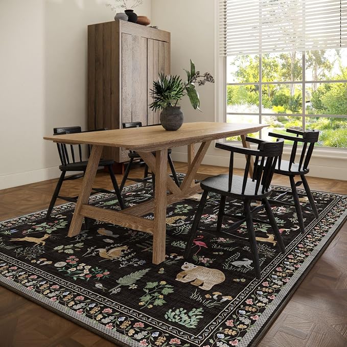 9x12 Area Rugs for Living Room: Washable Bedroom Rug Vintage Stain Resistant