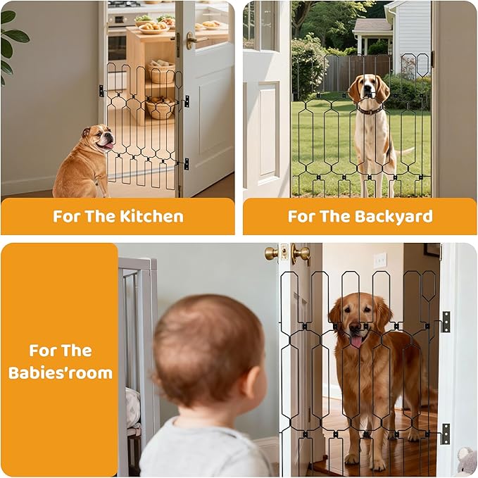brenzo Retractable Dog Gate for Front Door, Sturdy Chew-Resistant Metal Pet Barrier with Adjustable Safety Gate for Doorways, Stairs, Hallway, Kitchen, Easy Installation, 30.7" Tall x 30.7" Wide