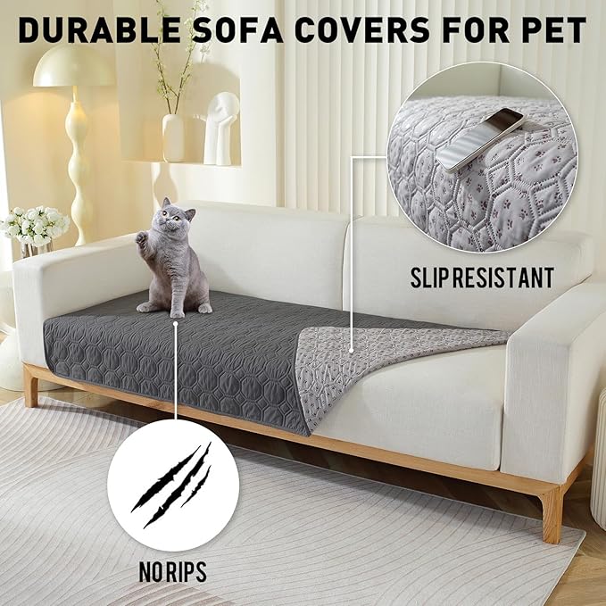 Waterproof Non-Slip Dog Bed Cover, pet Blanket Sofa Furniture Protector, car Incontinence Mattress, Suitable for Most Cats and Dogs, Pets (Dark Gray) (52x80in)