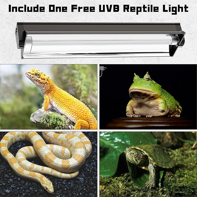 T5 UVB Reptile Lighting Fixture, UVB Light for Reptiles, 39W 10.0 UVB Lighting Combo Kit for Desert & Tropical Reptiles (Lizard, Bearded Dragon, Tortoise), 34INCH
