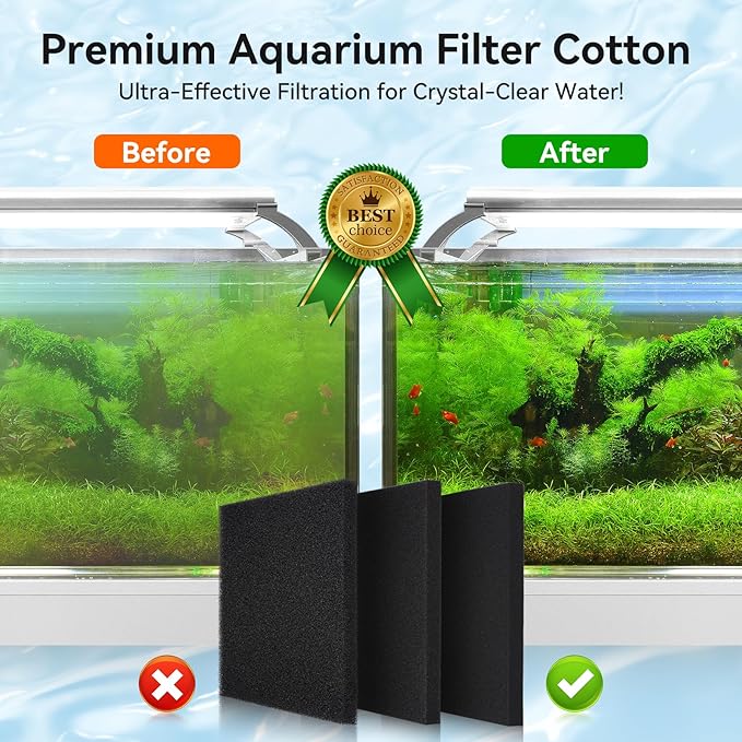 Aquarium Filter Sponge Pad, Filter Media Foam Sponges, Filter Accessories for Fish Tanks and Ponds (18.5"x18.5"x1.6", 50PPI, 2 Pack)