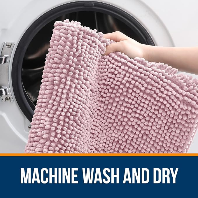 OLANLY Bathroom Rugs 35x24, Extra Soft Absorbent Chenille Bath Rugs, Rubber