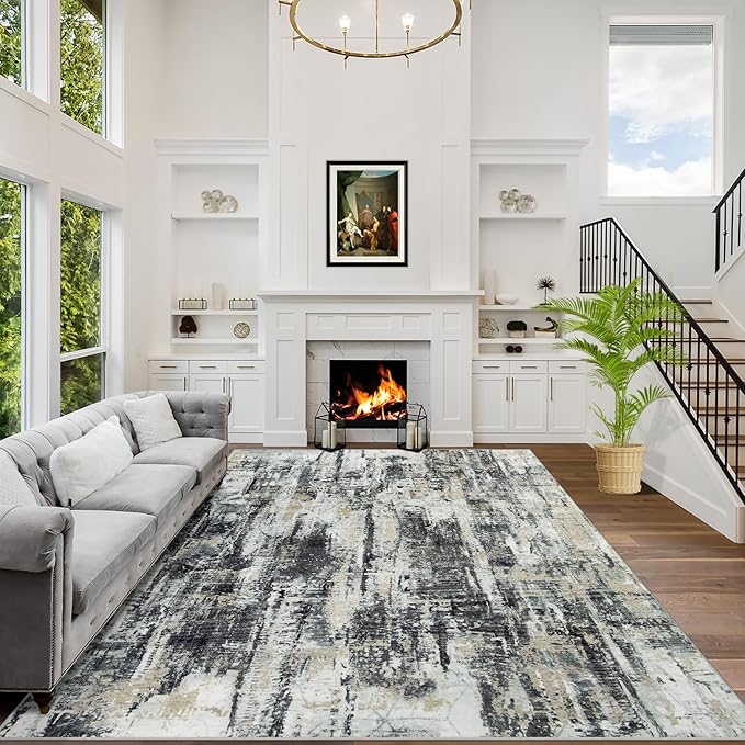 8x10 Area Rugs Washable Rug: Large Modern Abstract Living Room Rug Soft