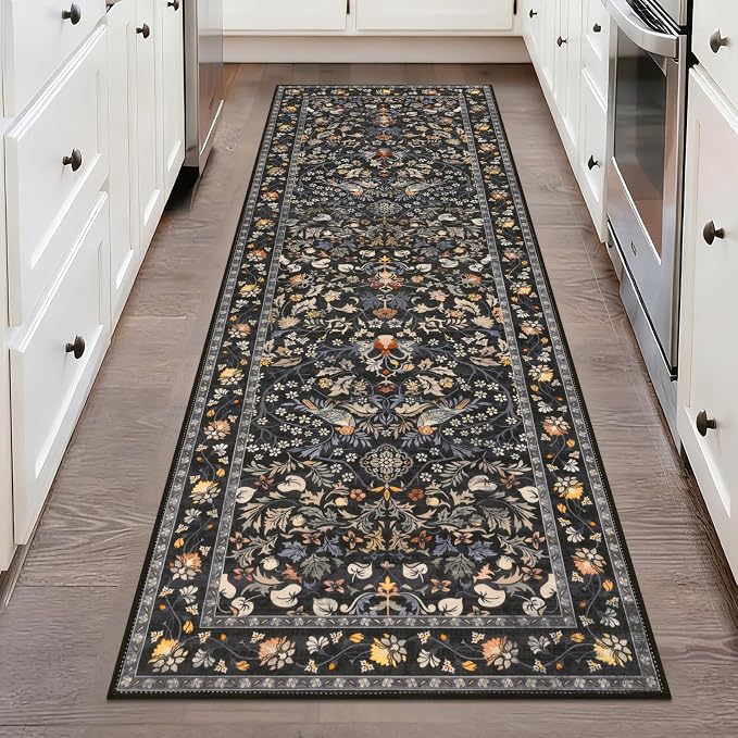 HEBE Washable Hallway Runner Rug 2'x 6' Non Slip Kitchen Rugs Runner, Low Pile