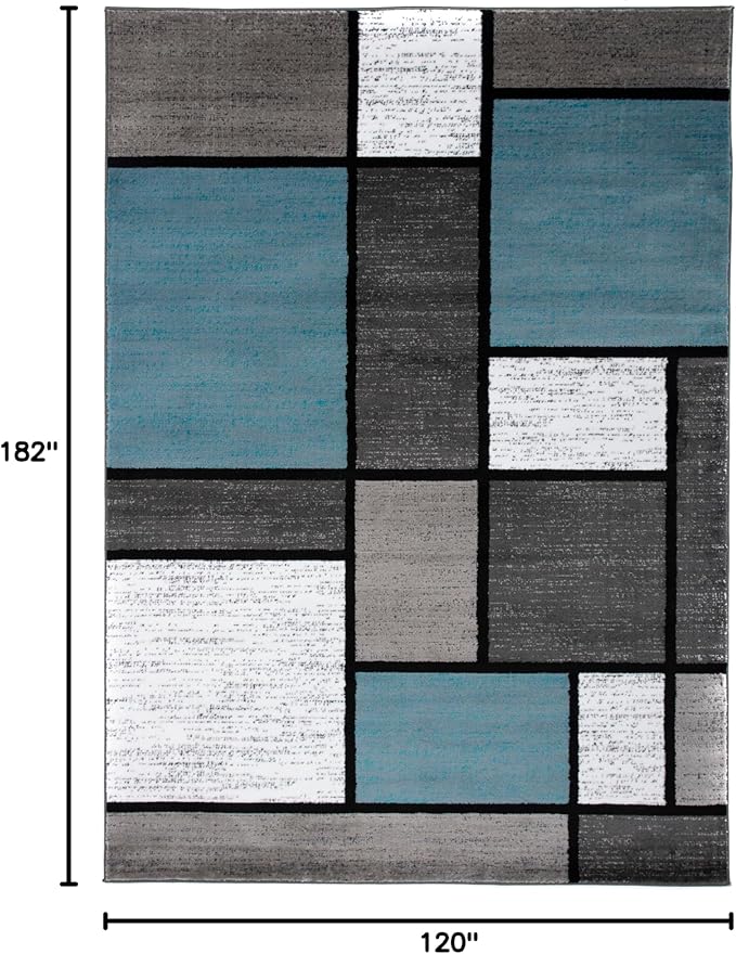 Rugshop Contemporary Modern Boxes for Home Office,Living Room,Bedroom,Kitchen Non Shedding Area Rug 4' x 6' Blue