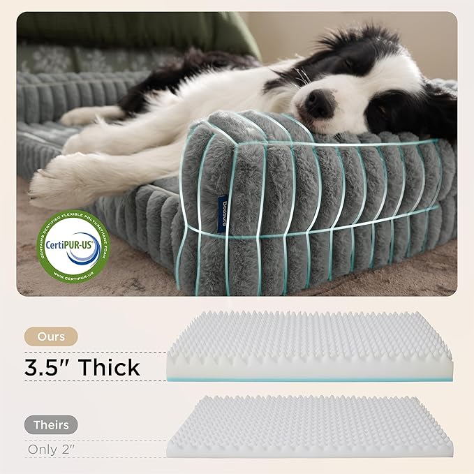 Bedsure ComfyFleece Orthopedic Dog Bed with Waterproof Dog Blanket for Extra Large Dogs, Grey