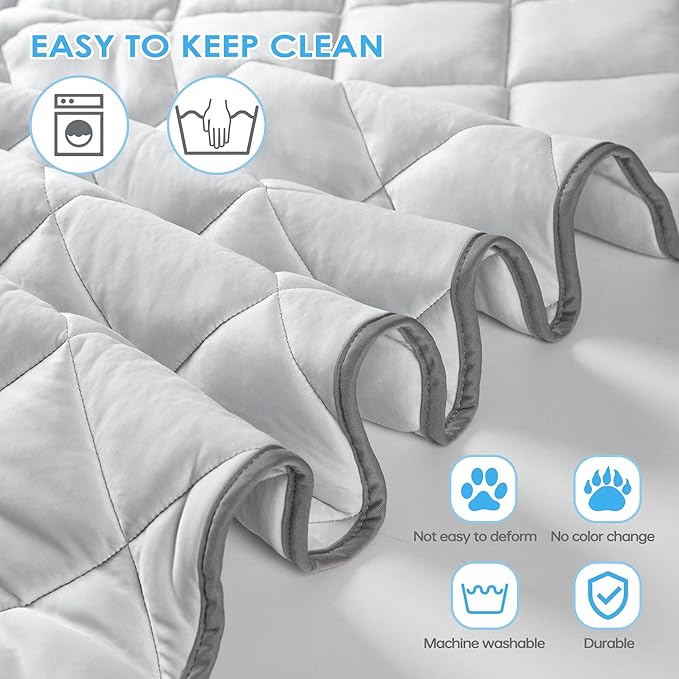 Langsprit Dog Cooling Mat, Washable Dogs Cats Pet Non-Toxic Cooling Pads Summer Sleeping Kennel Mats，Pet Self Cool Ice Blanket for Indoor & Outdoor Dog Beach Essentials Light Gray Large