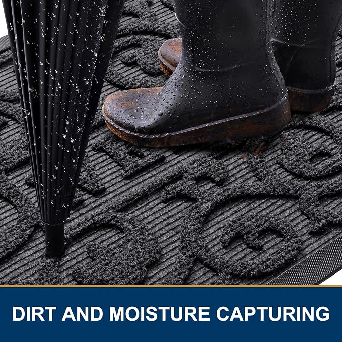 Smiry Welcome Door Mat Outside Entrance, Heavy Duty Trap Dirt and Moisture Easy