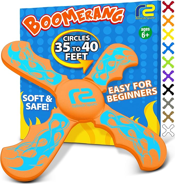 Refresh Sports Soft Boomerang - Best Gifts for Boys & Girls - Fun Kid Stocking Stuffers & Holiday Presents - Outdoor Toys & Birthday Party Favors - Goodie Bag Easter Basket Stuffers for Kids