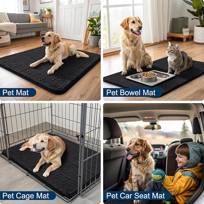 Smiry Dog Door Mat for Muddy Paws 47x17, Absorbent Dirt Trapper, Non-Slip