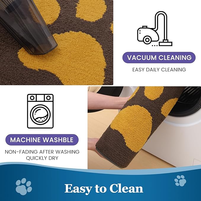 Buganda Dog Door Mat for Muddy Paws, Absorbent Dirt Trapper Washable Indoor Doormats, Non Slip Low-Profile Mud Mat for Dogs, Front Entrance Doormat for Inside Floor (40x32 Inches, Coffee)