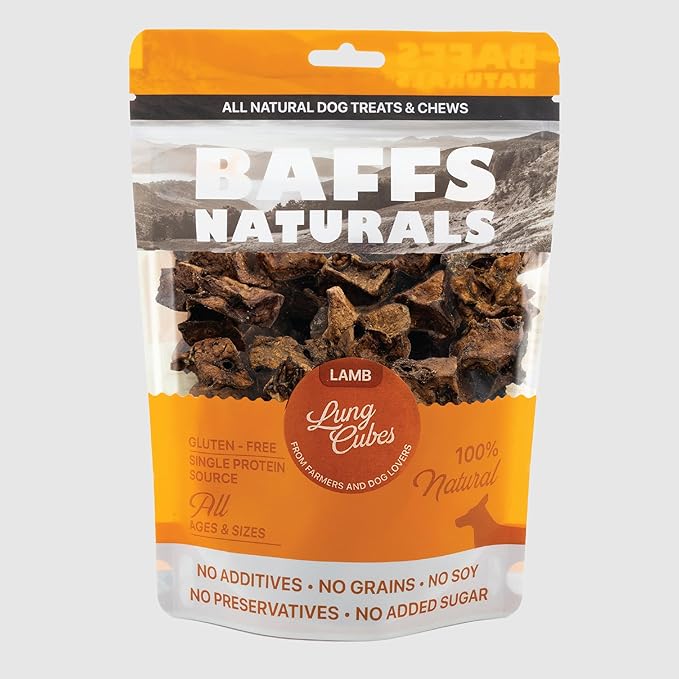 Lamb Lung Dog Treats - Lung Cubes | 100% Natural Dog Treats | High Protein Low Fat Healthy Snacks for Dogs | Gluten Free Training Rewards | Supporting Dental Health & Vitality | 7oz