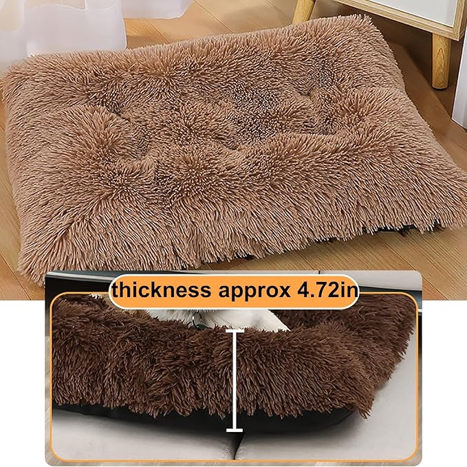 Dog Crate Mat, Dog Bed for Large Dogs, Comfy Fluffy Kennel Pad Anti-Slip for Dog beds & Furniture, Quilted Dog Bed for Pets for Medium/Small Dogs Cats (Color : Khaki, Size : 43x29)