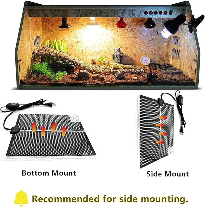 Reptile Heat Pad with 7 Button Temperature Adjustment, Under Tank Terrarium Heat Mat for Reptiles Tortoise Snakes Lizard Gecko Frog Hermit Crab and Other Small Animal, 14W Reptile Heating Pads
