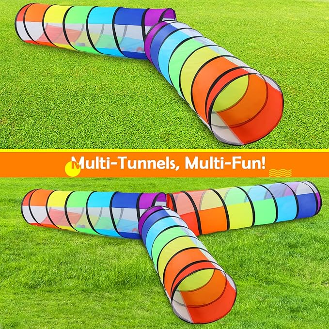 Moncoland Kids Play Tunnel Tent for Toddlers, Colorful Pop Up Crawl Toy Baby Children or Dog Cat with Breathable Mesh, Collapsible Gift Boy Girl Indoor Outdoor Games