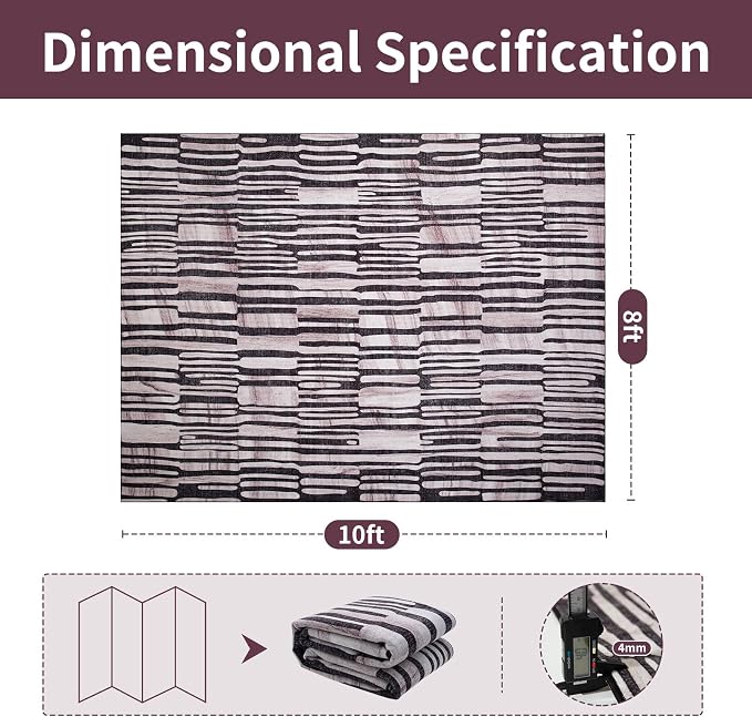 Washable Rugs 8x10 Area Rugs for Living Room- Modern Abstract Rugs for Bedroom