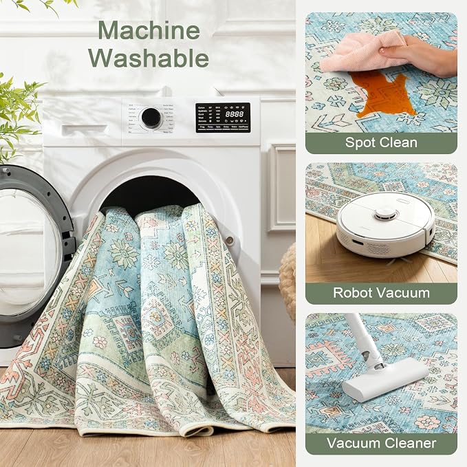 Lofus Vintage Living Room Rugs 5x7, Soft Machine Washable Area Rug