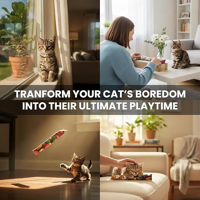 Kitty Kick Stix 15" Catnip Kicker Toy – Set of 2 | Handmade in USA | Interactive Cat & Kitten Toy | Durable Kicker Packed with 100% Potent Catnip for All Breeds (Christmas Mix)