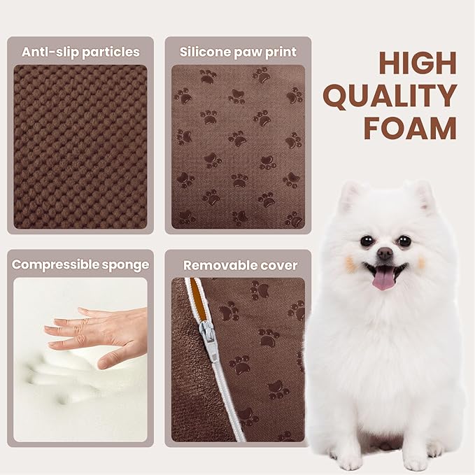 Dog Stairs for Small Dogs, High Density Foam Dog Steps, Extra Wide Non-Slip Pet Ramp for High Beds Or Couch, Soft Doggie Ladder for Dogs Injured, Older Pets, Small Cats
