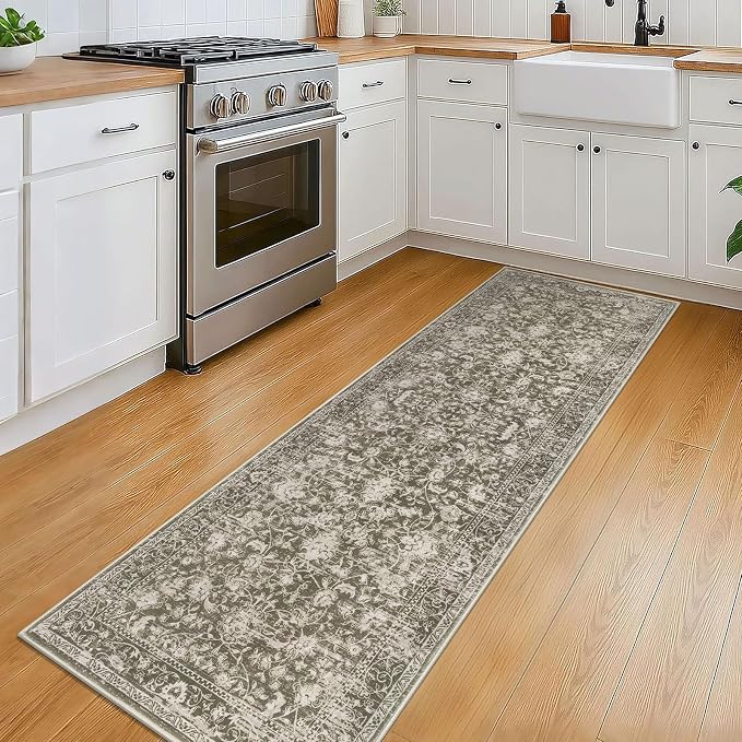 KILOCOCO Hallway Runner 2x6 Rug Runner Printed Vintage Floral Washable Kitchen