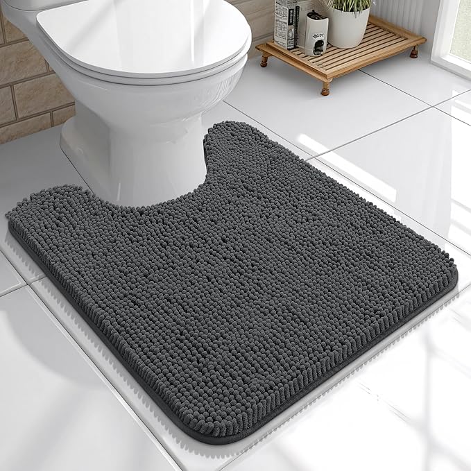 OLANLY Toilet Rugs U-Shaped 20x20, Extra Soft Absorbent Chenille Contour