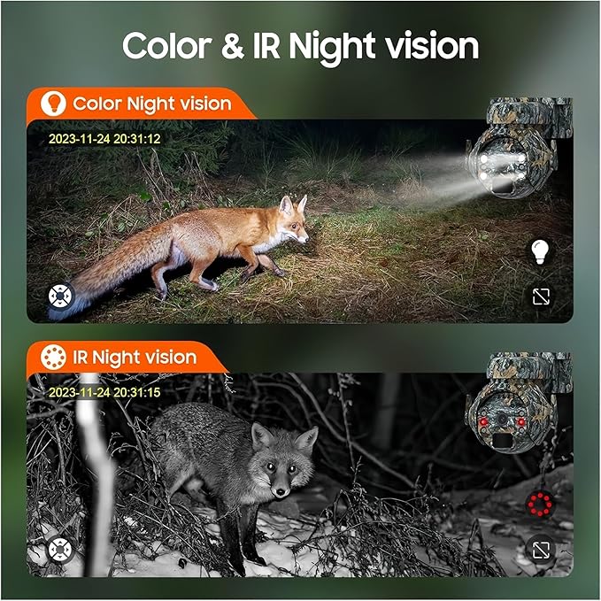 5MP Solar Cameras WiFi Wireless Outdoor 360° View Pet Monitoring Camouflage Color Solar Battery PTZ Camera(Only WiFi Camera)