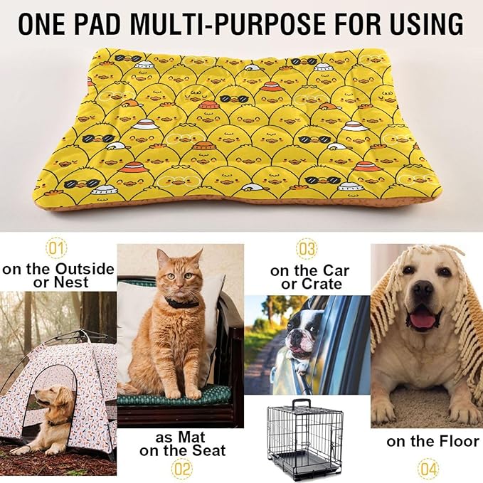 Cute Funny Ducks Pet Bed Cute Dog Bed Mat Absorbing Non Slip Pad Pet Sleeping Mat for Small, Medium, and Large Dogs Puppy Cat 24 in x 18 in