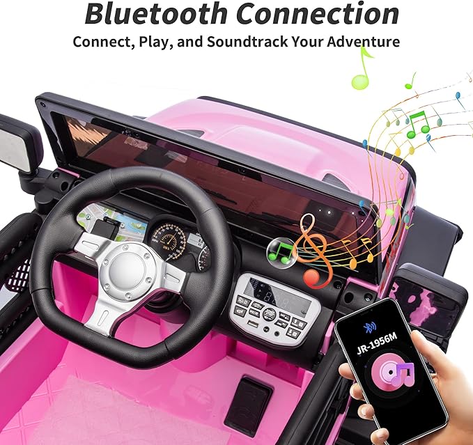 4WD Kids Ride on Car Truck, 12V 7Ah Kids Electric Vehicles Car Ride on Toy for Toddlers with Remote Control - Light Pink