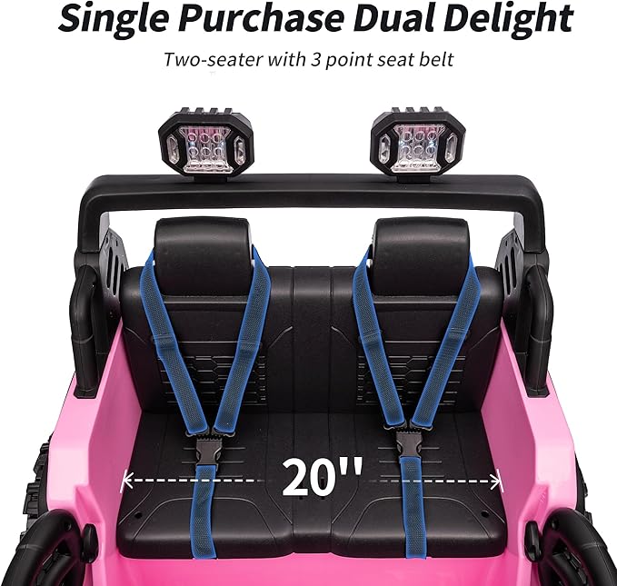 2 Seater Ride on Toy Car for Kids, 24V 4WD Ride-on Truck Kids Electric Car with Remote Control, 4x200W Motors - Light Pink