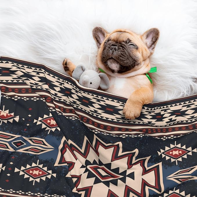 Western Blanket for Dog Cat - Tribal Throw Blanket 30x20 Ethnic Pet Blanket for Couch Sofa Bed