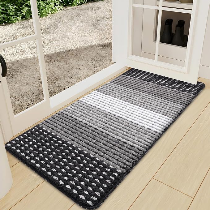Kitinjoy Indoor Outdoor Door Mat, 47x24 Non-Slip Absorbent Dirt Trapper