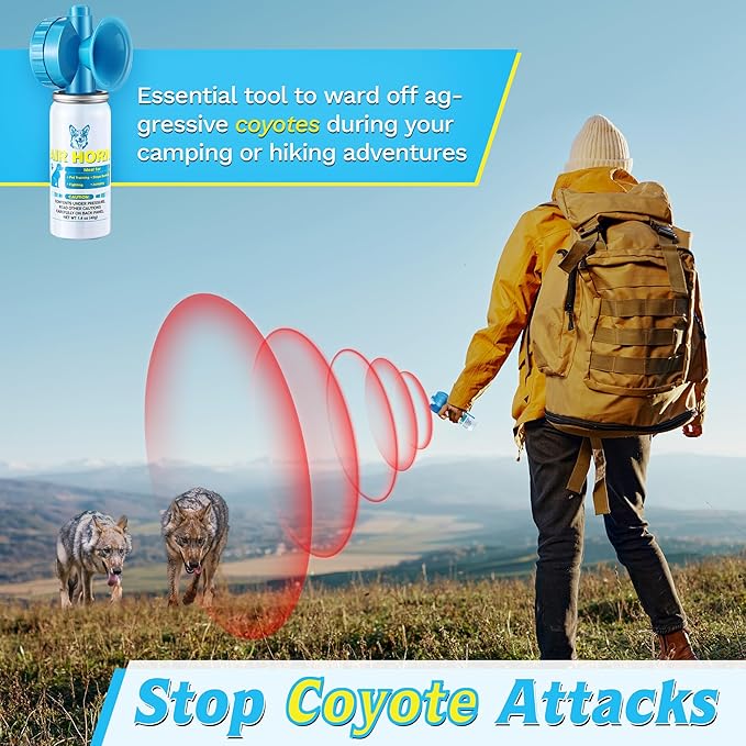 Air Horn, 1.4 oz 120 dB Loud Air Horns for Safety, for Coyotes and Aggressive Dog, Stops Attacking Fighting Barking Chasing, Effective Training Tool & Outdoor Safety Alarm, Blue(2 Pack)