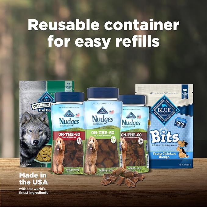 Nudges Blue Buffalo On The Go Dog Treats, Made in The USA with Natural Ingredients, Chicken, 5.5-oz. Bag