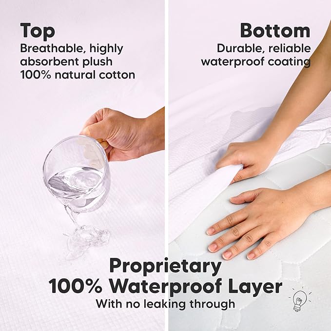 Waterproof Crib Mattress Protector Cover Fitted - 2-Pack Quiet Baby Crib Mattress Pad Sheets, 52" x 28" Soft Quilted Cotton Baby Sheet, Machine Washable, Easy Fit, Durable (Lilac/Quin)