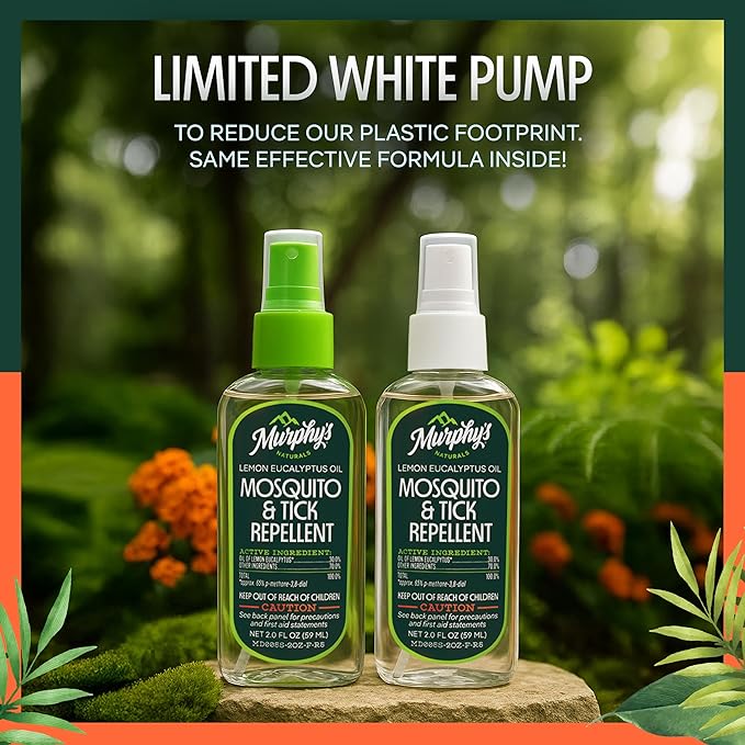 Murphy's Naturals Mosquito & Tick Bug Repellent Spray, Oil of Lemon Eucalyptus for Skin + Outdoor Gear, DEET-Free, 2 Ounce Pump, 3-Pack