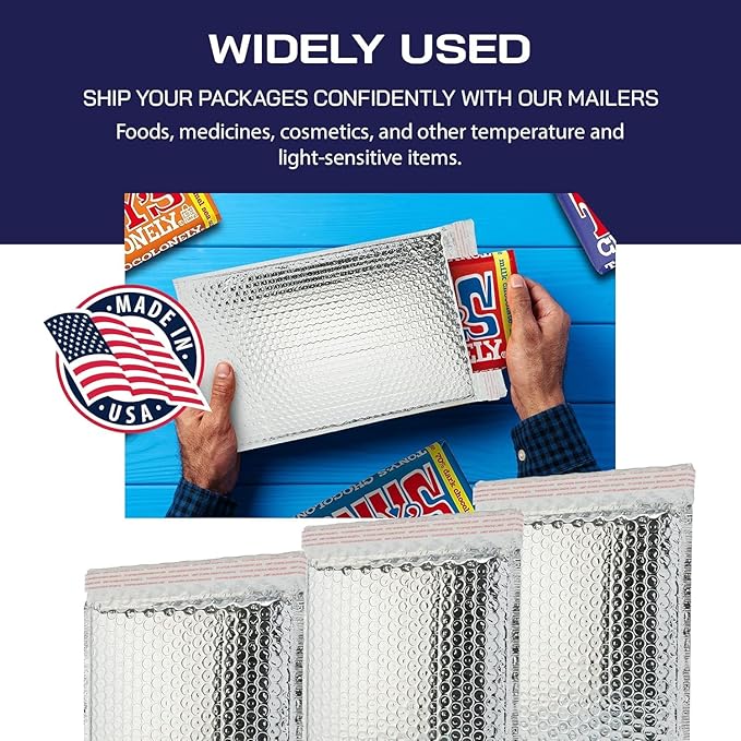 500-Pack Insulated Silver Thermal Bubble Mailers 15 x 17 - Waterproof Metallic Foil Self-Sealing Padded Envelopes for Cold Shipping, Perishables, Food, Cosmetics, Pharmaceuticals