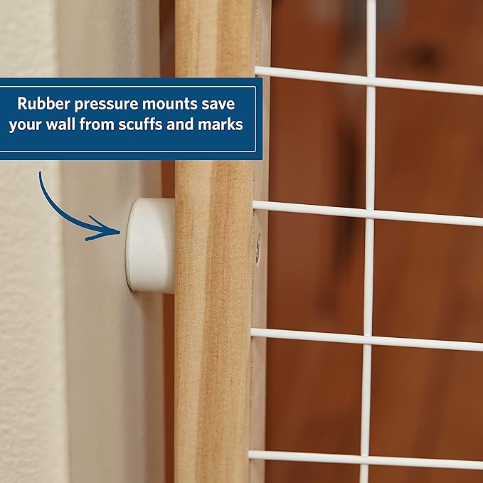 MidWest Homes for Pets Wire Mesh Pet Safety Gate, Dog Gate Expands From 29 - 40.5 Inches Wide, 24 inches Tall, Wood, Powder Coated Wire