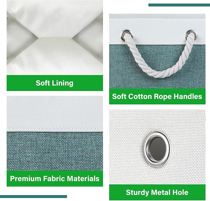 Bidtakay Small Storage Baskets for Shelves 3 Pack Fabric Storage Bins for Organizing Linen Collapsible Organizer for Closet-Deep Green