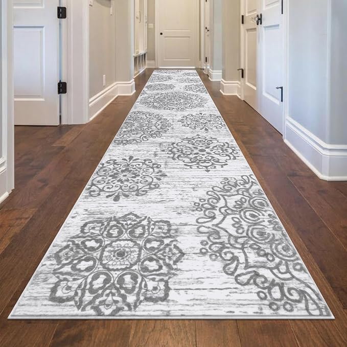 HEBE Hallway Runner Rug 2'8''x14' Washable Vintage Distressed Area Rugs Non