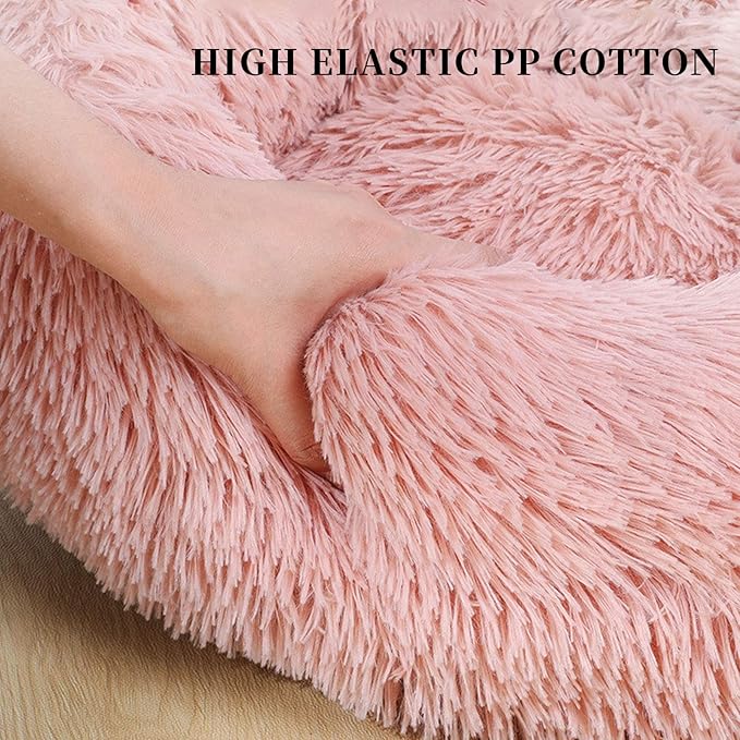 Warming Round Dog Bed for Small, Medium and Large Dogs & Cats, Short & Long Plush Pet Bed, Luxurious Faux Fur Donut Cuddler, Bolster Pet Bed & Sofa, Machine Washable 80CM 32Inch