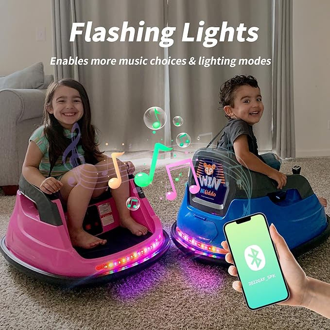 12V Kids Bumper Car, Electric Baby Bumper Car for Toddlers with Remote Control, 3 Speeds - Pink