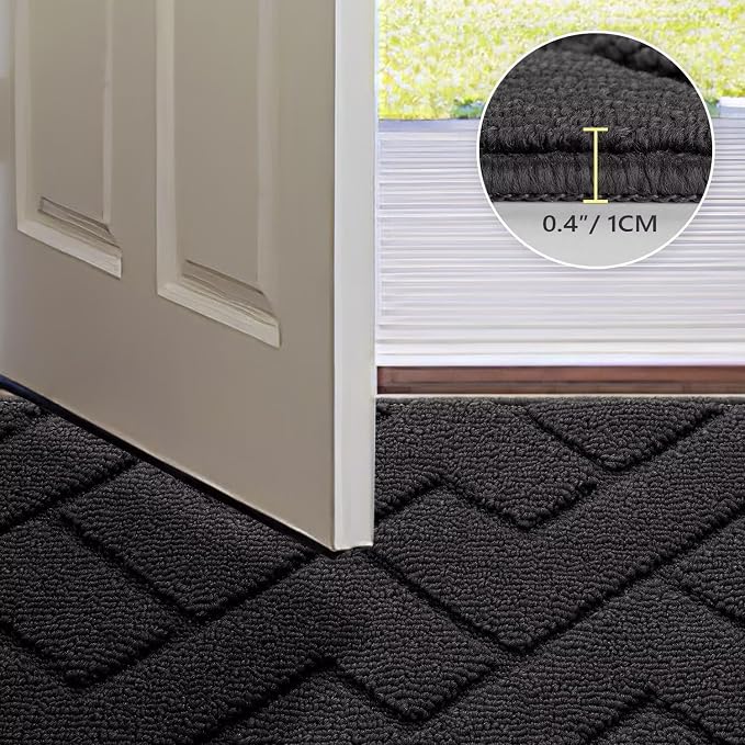 hicorfe Dirt Trapper Indoor Doormat, Non Slip Backing Washable Door Mats