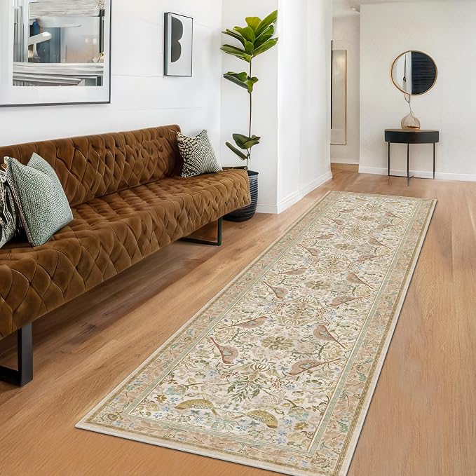 Beige 10 ft Long Vintage Runner Rugs