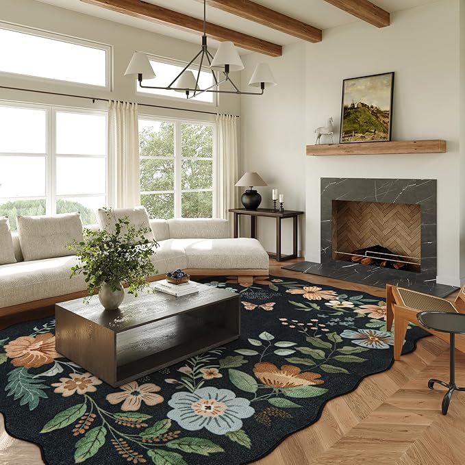 Lahome Floral 9x12 Area Rugs for Living Room Bedroom, Soft Washable Rugs 9x12