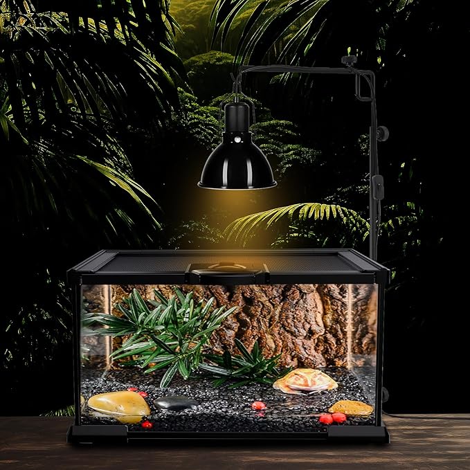 DXOPHIEX 5.5 inch Dome Reptile Light Fixture Reptile Heat Lamp UVB Light Fixture for Bearded Dragon, Lizard, Hermit Crab, Turtle Tank and Terrarium（Max 100W）