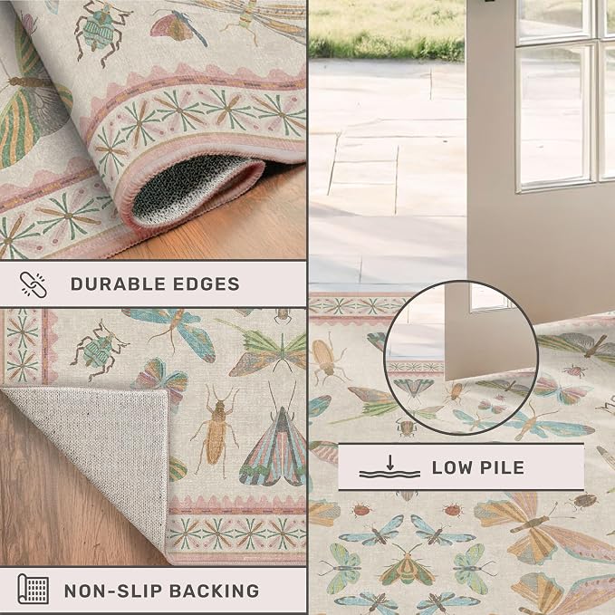 Insect Print 8ft Long Hallway Runner Rug